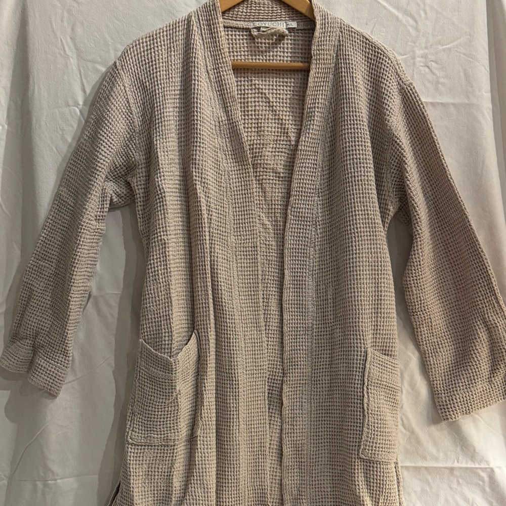 Beige Waffle Knit Bath Robe